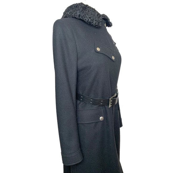 Authentic Belstaff Rare Wool Carter Long Coat Bukhara Fur Trimmed Hood EU 42 - Picture 5 of 11